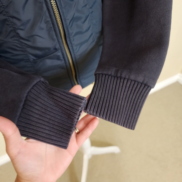 FCUK Hybrid Quilted Jacket Size Small Fleece Lined Navy Blue - Picture 12 of 14